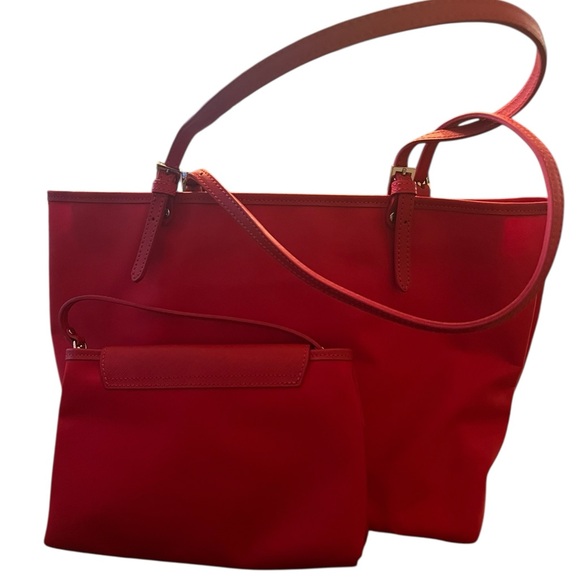 Lancaster Paris made in France large red nylon tote and Clutch Set almost new - Picture 2 of 5